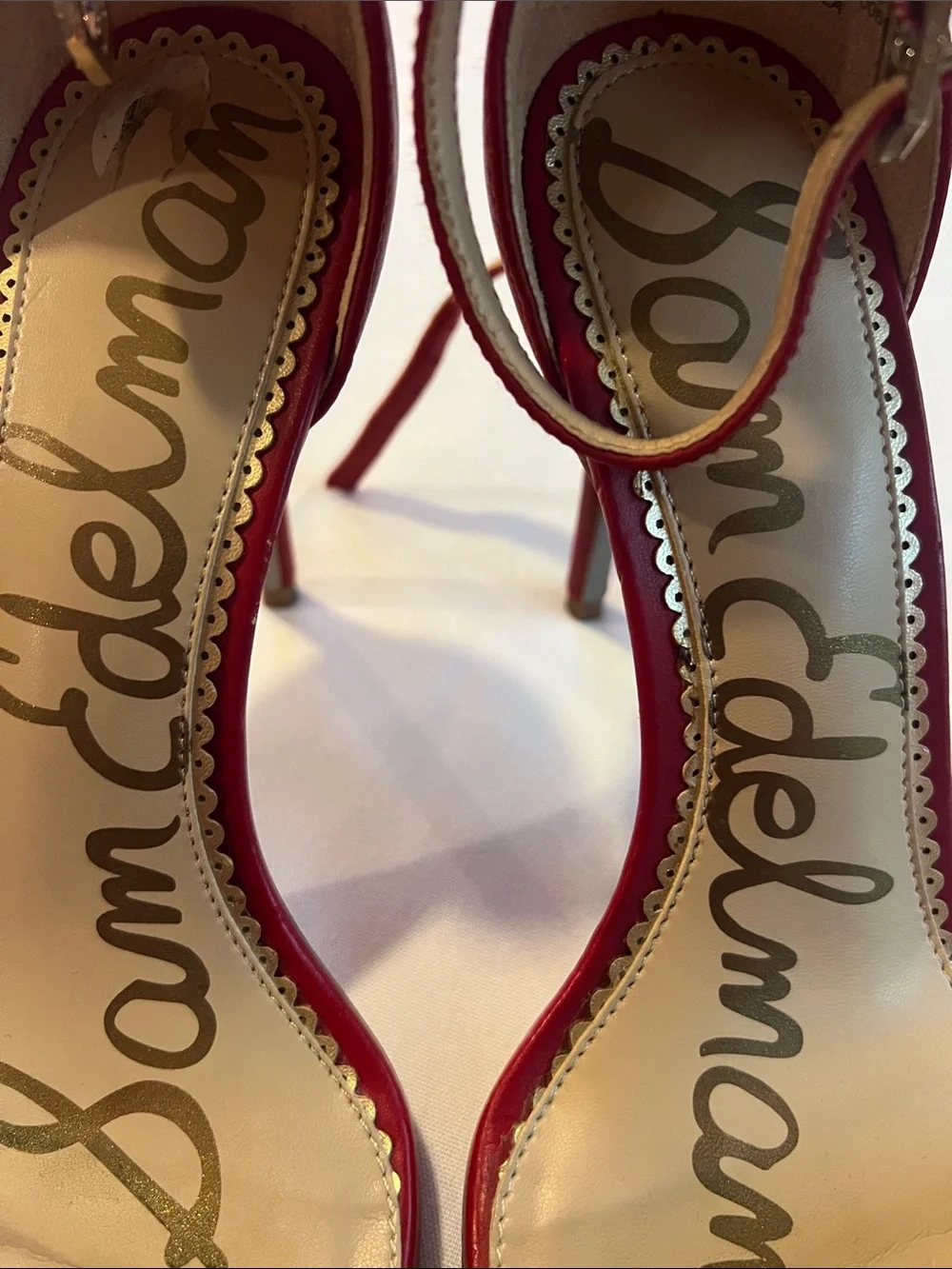 Sam Edelman Red Open-Toe Ankle-Strap Heels